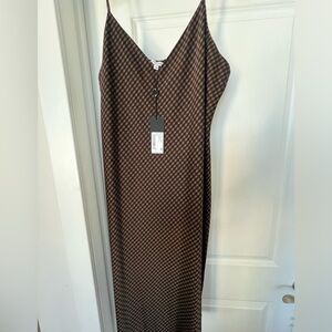 GIANNI BINII Brown Checker slip dress. Size 12. NEW WITH TAGS. NEVER WORN.